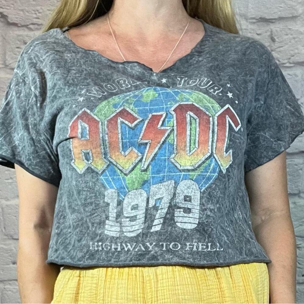 AC/DC Licensed Band Merch Cropped T-Shirt